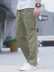 Manfinity Hypemode Men Patched Detail Flap Pocket Drawstring Waist Cargo Pants