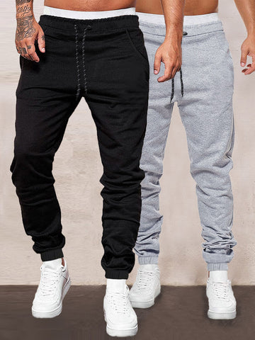 Manfinity Homme Men 2pcs Drawstring Waist Sweatpants For Autumn