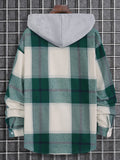 Manfinity Hypemode 1pc Loose Fit Men's Plaid Hooded Shirt With Dual Pockets And Drawstrings - MapleCo