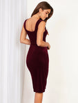 SHEIN Belle Split Thigh Velvet Bodycon Dress Going Out Dress