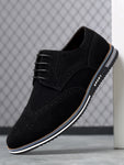 Men Wingtip Lace-up Front Dress Shoes, Round Toe Sporty Shoes For Daily - MapleCo