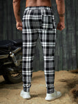 Manfinity Homme Men Plaid Print Drawstring Waist Pants Tapered Long Slacks Colorful Going Out - MapleCo