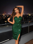 Glamine Split Hem Sequin Cami Dress