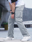 Manfinity Hypemode Men Patched Detail Flap Pocket Drawstring Waist Cargo Pants