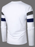 Manfinity Homme Men T-Shirts Fit V Neck Long Sleeve Henley Colorblock Casual Simple Polyester