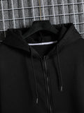 Manfinity Dauomo Men Zip Up Drawstring Slant Pocket Hoodie