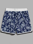 ROMWE Street Life Men Paisley Print Drawstring Waist Shorts, School - MapleCo