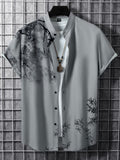 Manfinity RSRT Men Plants Print Button Up Shirt Without Tee - MapleCo