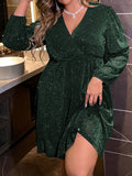 SHEIN BAE Plus Size Women's Glittery Wrap Dress