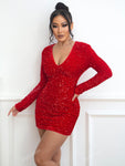 Joyfunear Women Fashionable Sexy Sequined Bodycon Mini Dress