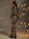 Sweetheart Neck Sequin Mermaid Prom Dress Elegant Long Sleeve Formal Evening Wedding Guest Gown, For Graduation, Dinner