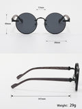 1pair Men's Metal Round Faux Woodgrain Temples Fashion Glasses