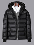 Manfinity Homme Men 1pc Zipper Hooded Padded Coat Plain Going Out Casual Warm Jacket