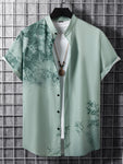 Manfinity RSRT Men Plants Print Button Up Shirt Without Tee - MapleCo