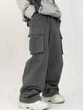 Manfinity Hypemode Loose Fit Men's Cargo Pants With Flap Pockets, Side Drawstring Waist