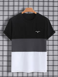 Manfinity Homme Men's Seagull Pattern Contrast Color Short Sleeve T-Shirt