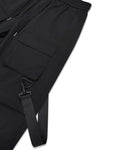 Manfinity EMRG Men Flap Pocket Buckle Detail Drawstring Waist Cargo Loose Pants Long Plain Black Going Out Rapper - MapleCo