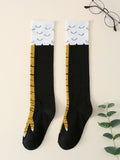 1pair Men Best Socks Cartoon Graphic Over The Calf Socks, For Gym