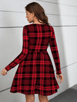 SHEIN Clasi Plaid Print A-line Dress Without Belt - MapleCo