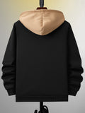 Manfinity Hypemode Men Zip Up Thermal Lined Colorblock Drawstring Hoodie Without Tee