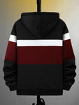 Manfinity Homme Men Color Block Letter Graphic Drawstring Hoodie