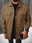 Manfinity Homme Men Flap Pocket Button Front Overcoat