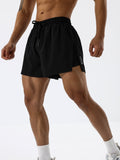 Manfinity Fitness Men Drawstring Waist Split Hem Sports Shorts Gym Shorts Jogger Shorts