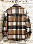 Manfinity Homme Loose Fit Men's Plaid Overcoat With Flap Detail And Drop Shoulders, Without T-Shirt, Going Out Casual Color Block Overcoat