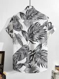 Manfinity RSRT Men Tropical Print Shirt Without Tee , Short Sleeve Button Up Graphic Shirt , Vacation Beach , Family Matching - MapleCo