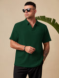 Manfinity Homme Men Plus Solid Ribbed Knit Polo Shirt - MapleCo