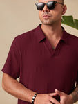 Manfinity Homme Men Plus Solid Ribbed Knit Polo Shirt - MapleCo