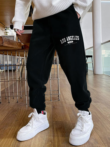 Manfinity Sporsity Loose Men's Letter Graphic Drawstring Waist Sweatpants