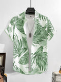 Manfinity RSRT Men Tropical Print Shirt Without Tee , Short Sleeve Button Up Graphic Shirt , Vacation Beach , Family Matching - MapleCo