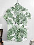 Manfinity RSRT Men Tropical Print Shirt Without Tee , Short Sleeve Button Up Graphic Shirt , Vacation Beach , Family Matching - MapleCo