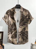 Manfinity RSRT Men Tropical Print Shirt Without Tee , Short Sleeve Button Up Graphic Shirt , Vacation Beach , Family Matching - MapleCo