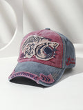 1pc Men's New Fishing Shark Embroidery Washed Outdoor Sun Protection Baseball Cap Street