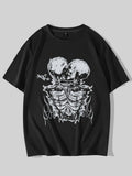 ROMWE Goth Men Skeleton Print Y2k T-Shirt For Halloween, School