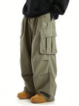 Manfinity EMRG Men Flap Pocket Side Drawstring Waist Oversize Cargo Pants