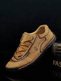 Men Minimalist Lace-up Front Dress Shoes Handmade Stitching Casual Shoes Flats Outdoor Walking Sneakers - MapleCo