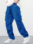 Manfinity Hypemode Loose Fit Men's Cargo Pants With Flap Pockets And Side Drawstring Waist