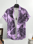 Manfinity RSRT Men Tropical Print Shirt Without Tee , Short Sleeve Button Up Graphic Shirt , Vacation Beach , Family Matching - MapleCo