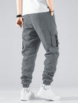 Manfinity Hypemode Men Letter Graphic Buckle Detail Flap Pocket Drawstring Waist Cargo Pants - MapleCo