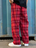 Manfinity Hypemode Loose Men's Plaid Pattern Drawstring Waist Pants - MapleCo