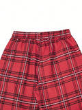 Manfinity Hypemode Loose Men's Plaid Print Drawstring Waist Pants