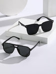 2pairs Men Top Bar Aviator Frame Rivet Decor Fashion Glasses Casual Shades Accessories