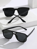 2pairs Men Top Bar Aviator Frame Rivet Decor Fashion Glasses Casual Shades Accessories