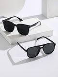 2pairs Men Top Bar Aviator Frame Rivet Decor Fashion Glasses Casual Shades Accessories