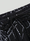 ROMWE Goth Men Spider Web Print Drawstring Waist Shorts