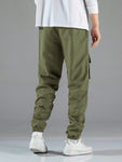 Manfinity Hypemode Men Letter Graphic Drawstring Cargo Loose Pants Long Plain Black Going Out - MapleCo