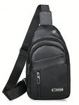 Men's Casual Solid Color Chest Bag With Shoulder Strap - MapleCo